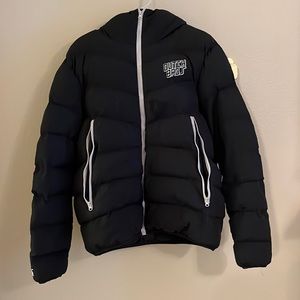 Medium navy blue Dutch bros puffer jacket